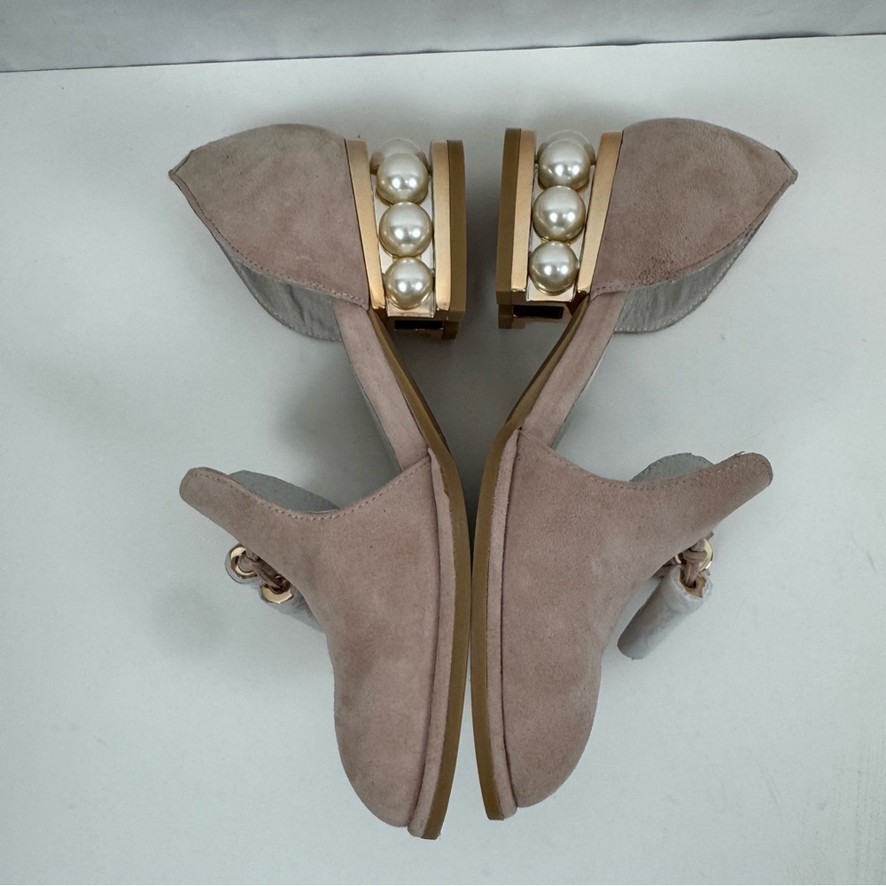 Jeffrey Campbell 'Civil' Pearly Heeled d'Orsay Loafers Pink Suede‎ 6 NWOT - Picture 3 of 10